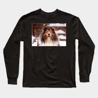 Shetland Sheepdog in the Snow Long Sleeve T-Shirt